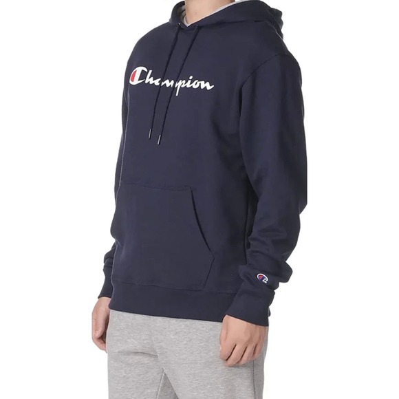"Champion Powerblend Pullover Hoodie, Blue, Men's MSS40" - Picture 2 of 4